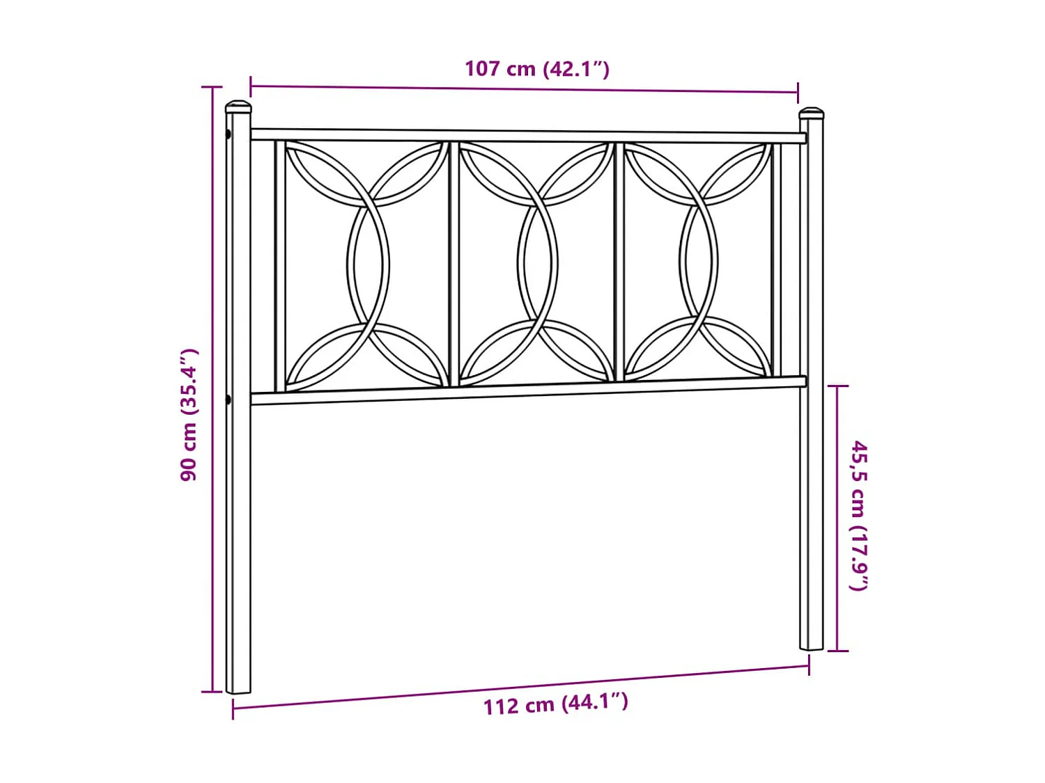Tête de lit métal blanc 100 cm