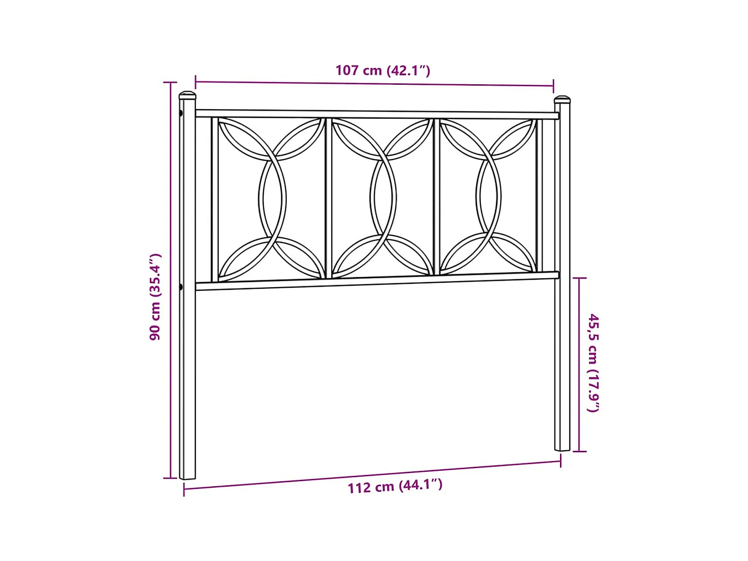 Kopfteil Metall Weiß 107 cm