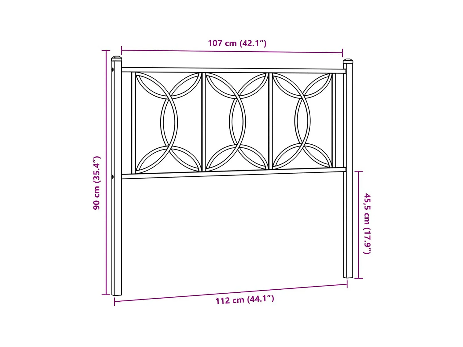 Kopfteil Metall Weiß 107 cm