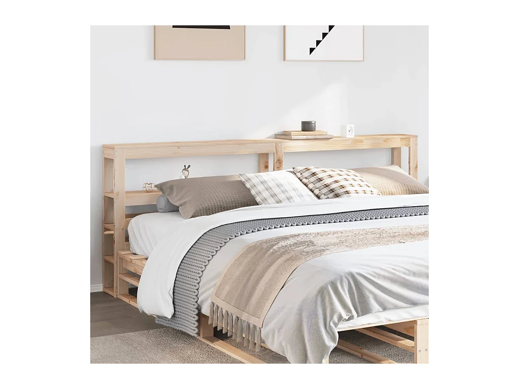 Tête de lit avec étagères 180 cm bois massif de pin