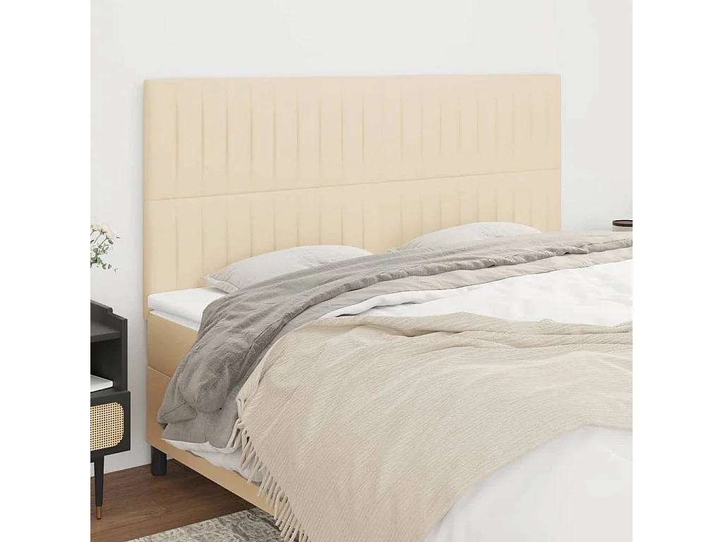 Tête de lit Crème 200x5x118/128 cm Tissu