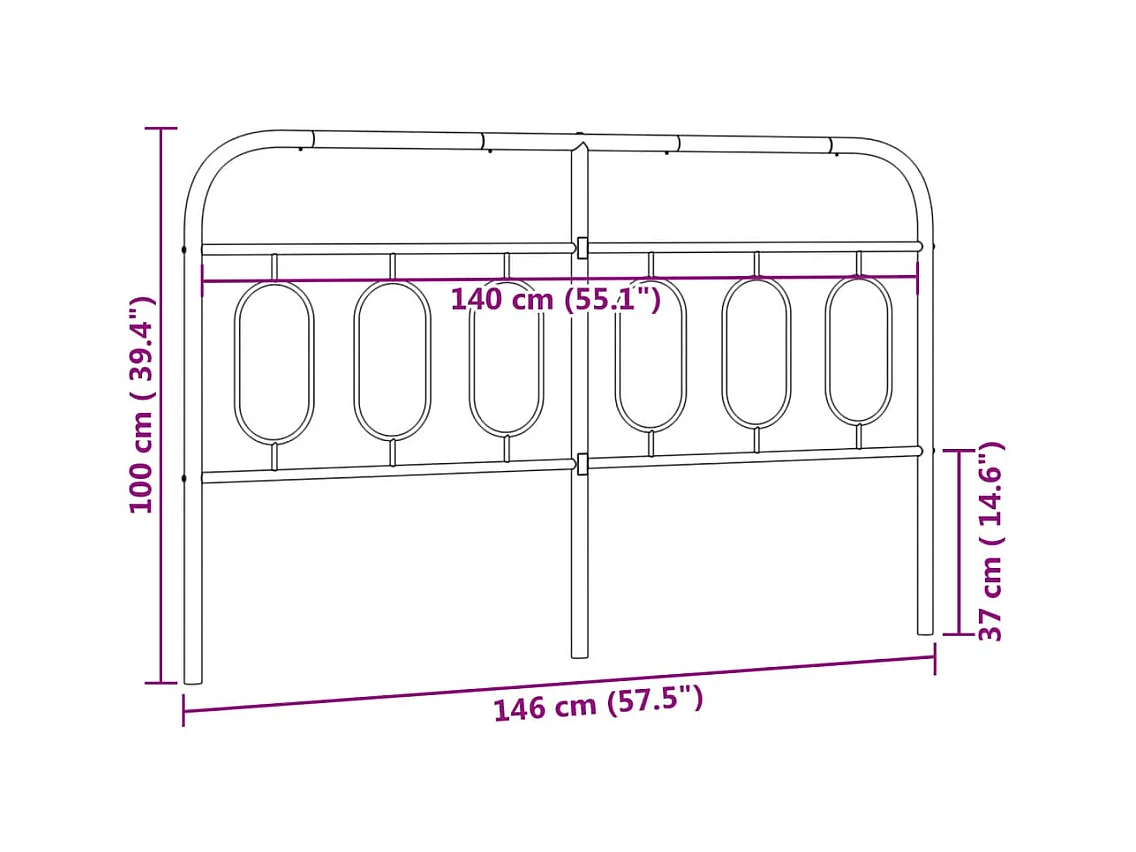 Kopfteil Metall Schwarz 140 cm