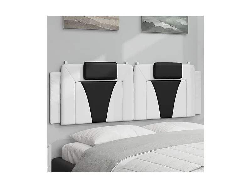 Hoofdbordkussen "Viana" 160 cm kunstleer wit en zwart