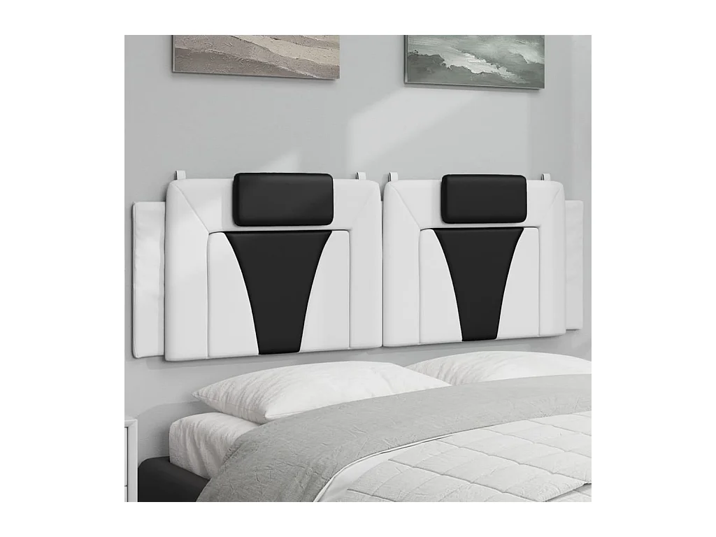 Hoofdbordkussen "Viana" 160 cm kunstleer wit en zwart