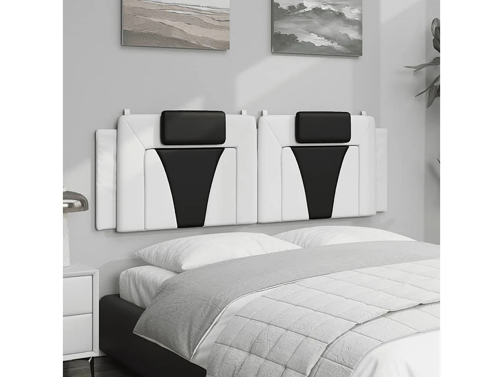 Hoofdbordkussen "Viana" 160 cm kunstleer wit en zwart