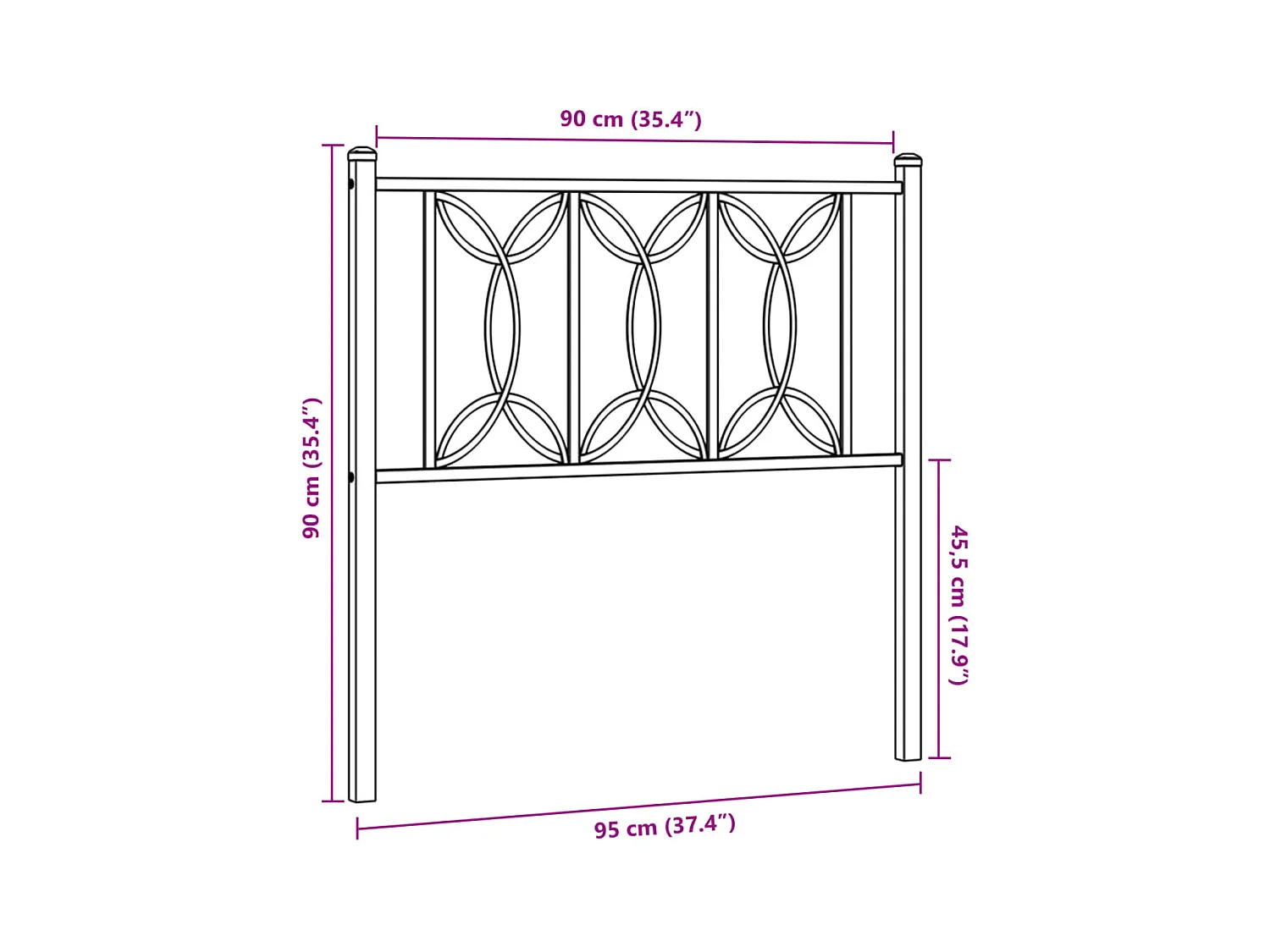 Testiera in Metallo Bianco 90 cm