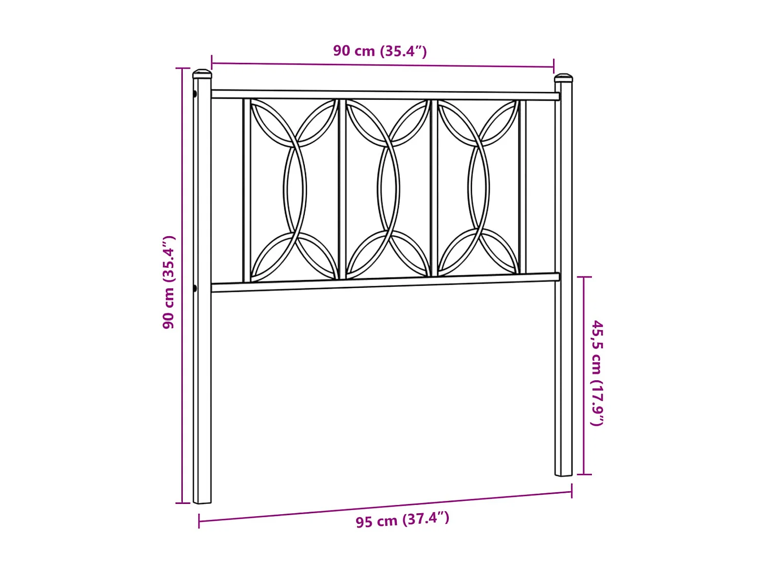 Kopfteil Metall Weiß 90 cm
