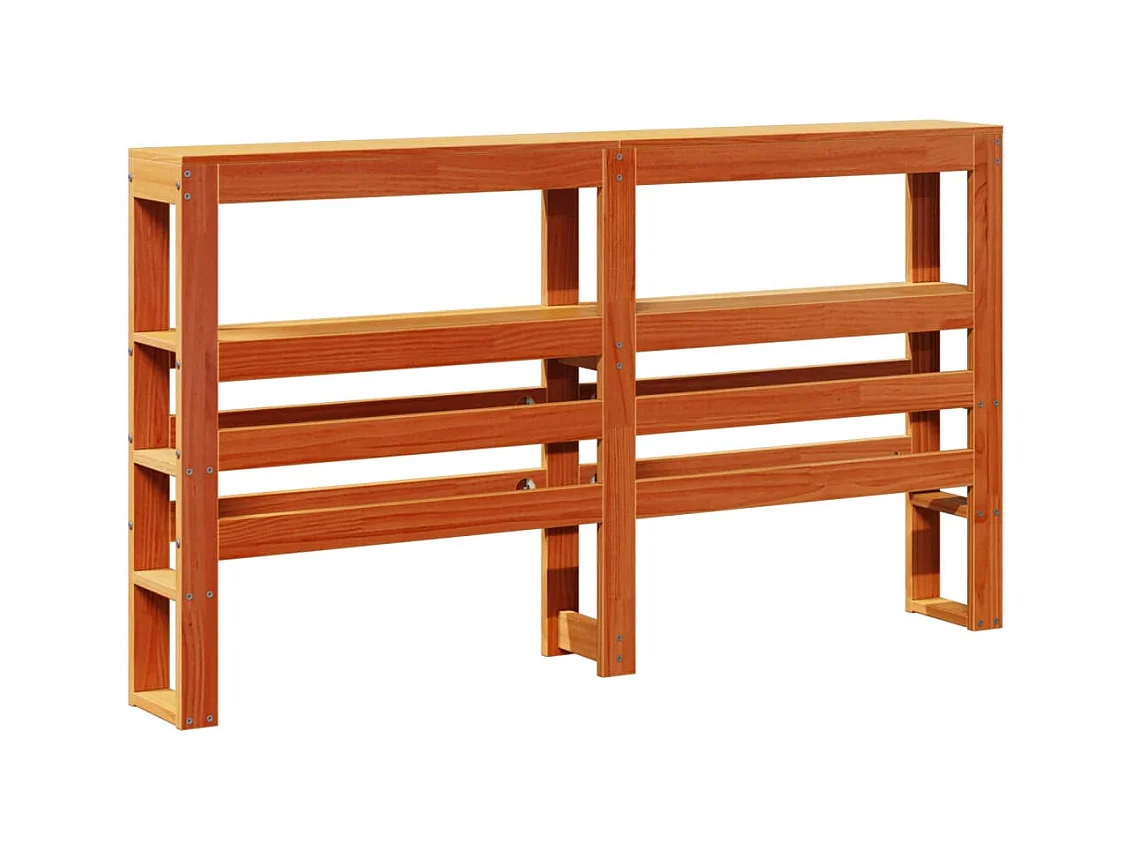 Hoofdbord met schappen 120 cm massief grenenhout wasbruin
