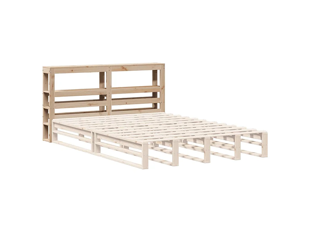 Testiera con Ripiani 150 cm in Legno Massello di Pino