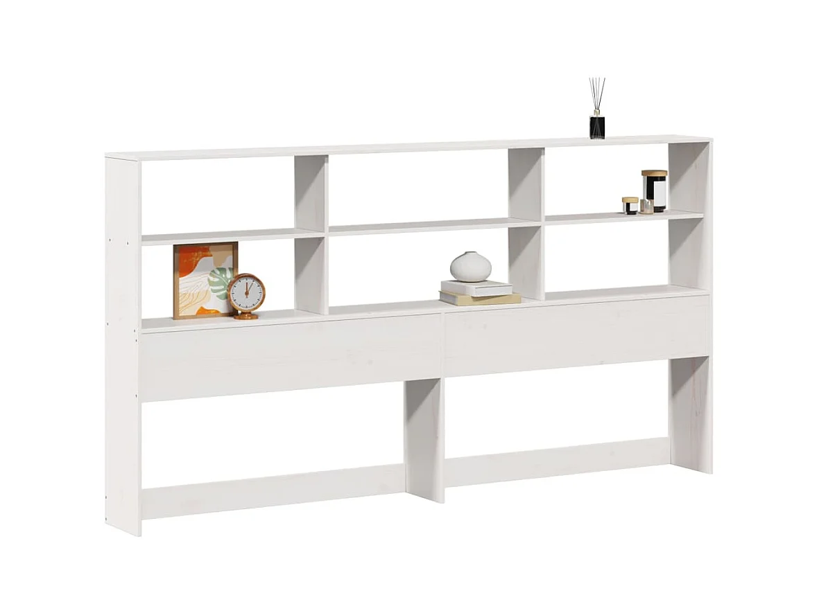 Testiera con Ripiani Bianca 180 cm in Legno Massello di Pino