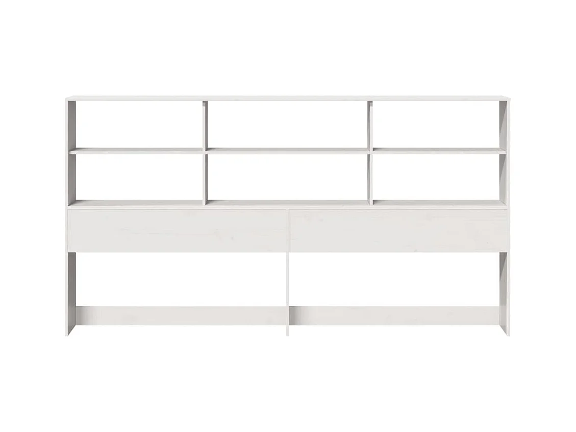 Tête de lit avec rangement blanc 180 cm bois massif de pin