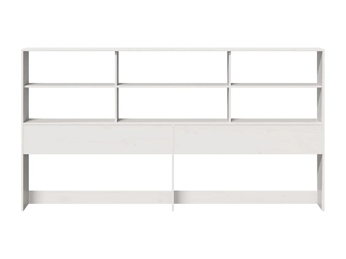 Tête de lit avec rangement blanc 180 cm bois massif de pin