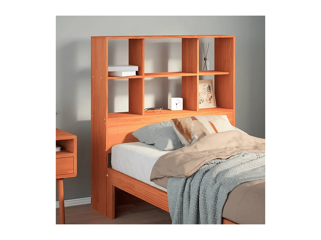 Tête de lit avec rangement cire marron 100cm bois massif de pin