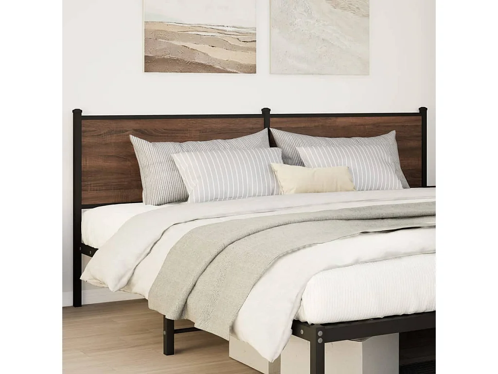 Ersatz-Kopfteil Braun Eichen-Optik 200 cm Holzwerkstoff und Stahl