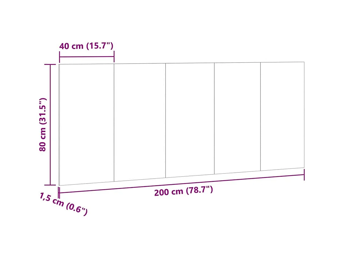 Tête de lit chêne artisanal 200x1,5x80 cm bois d'ingénierie