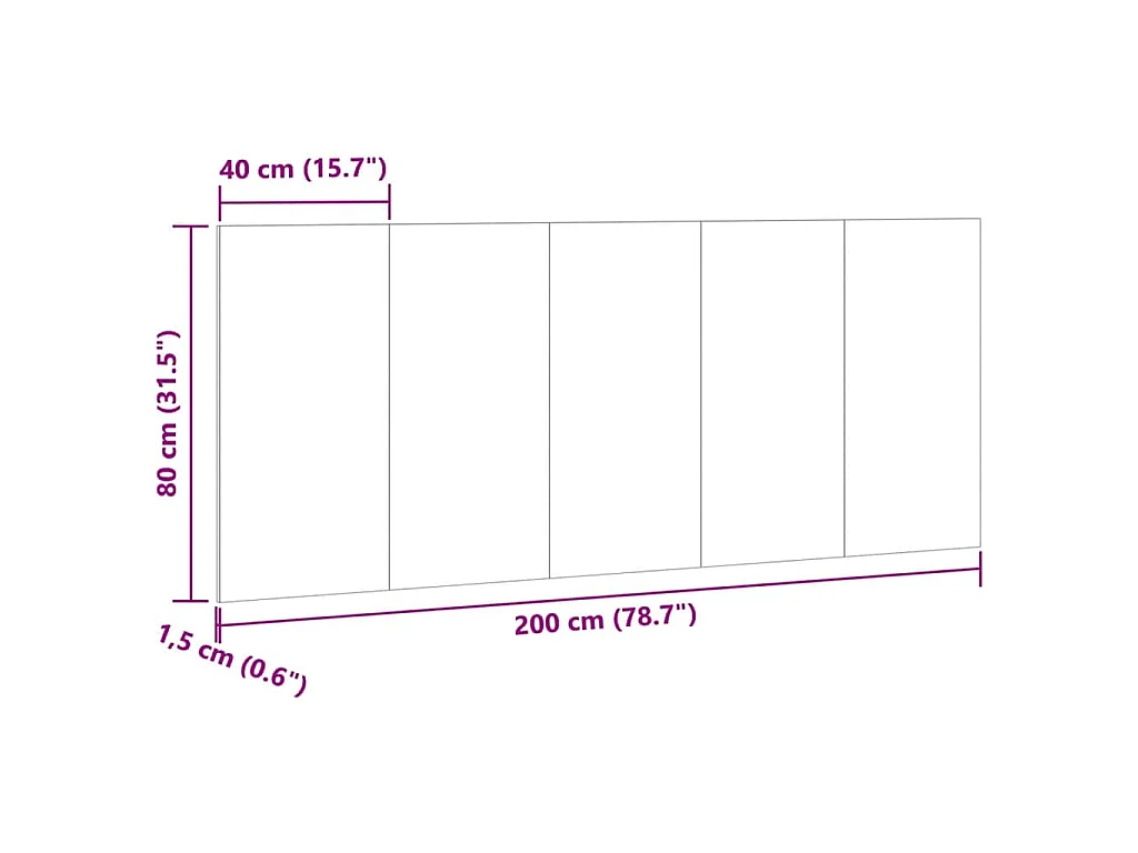 Tête de lit chêne artisanal 200x1,5x80 cm bois d'ingénierie