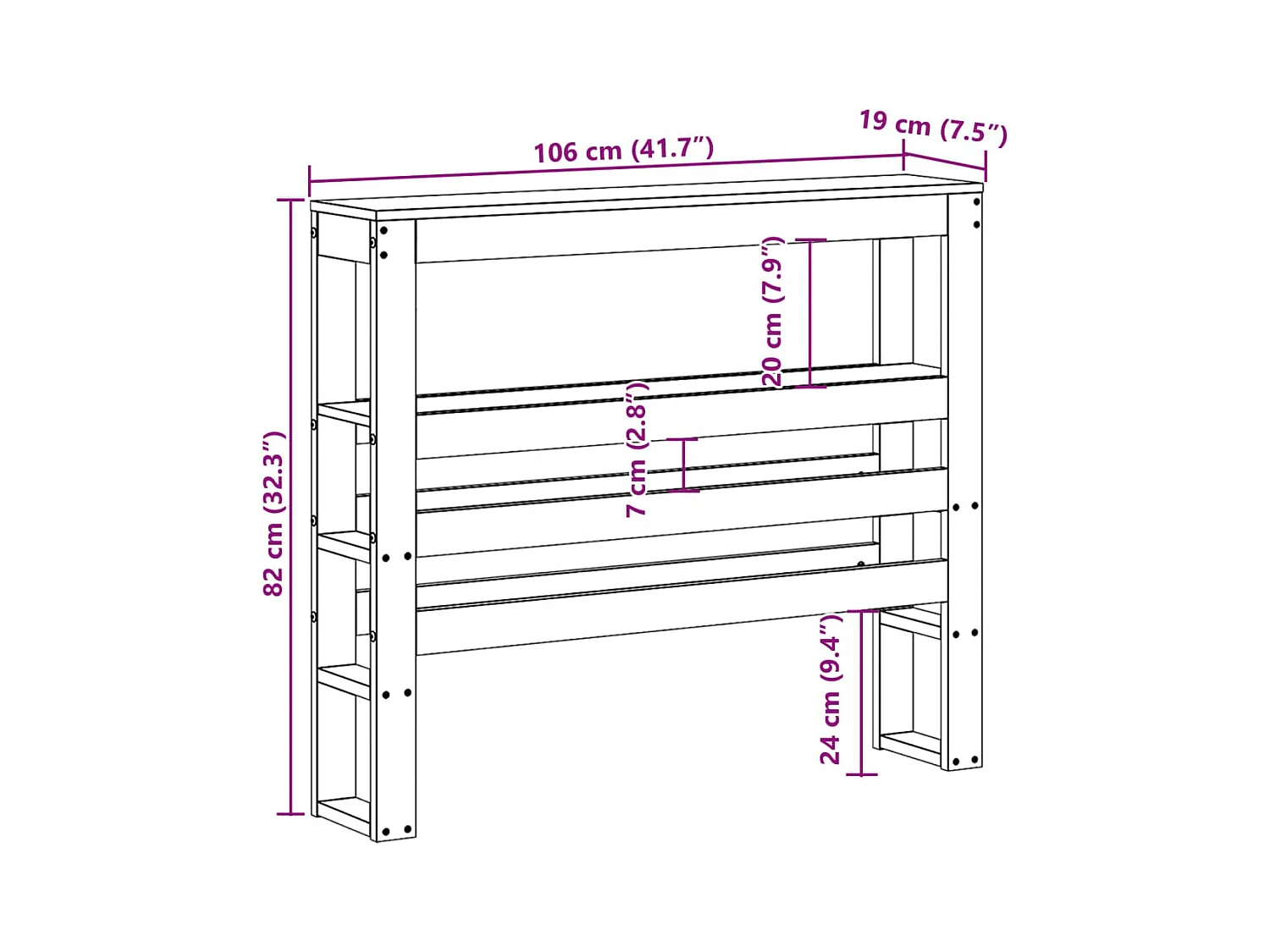 Tête de lit avec étagères marron cire 100 cm bois massif de pin