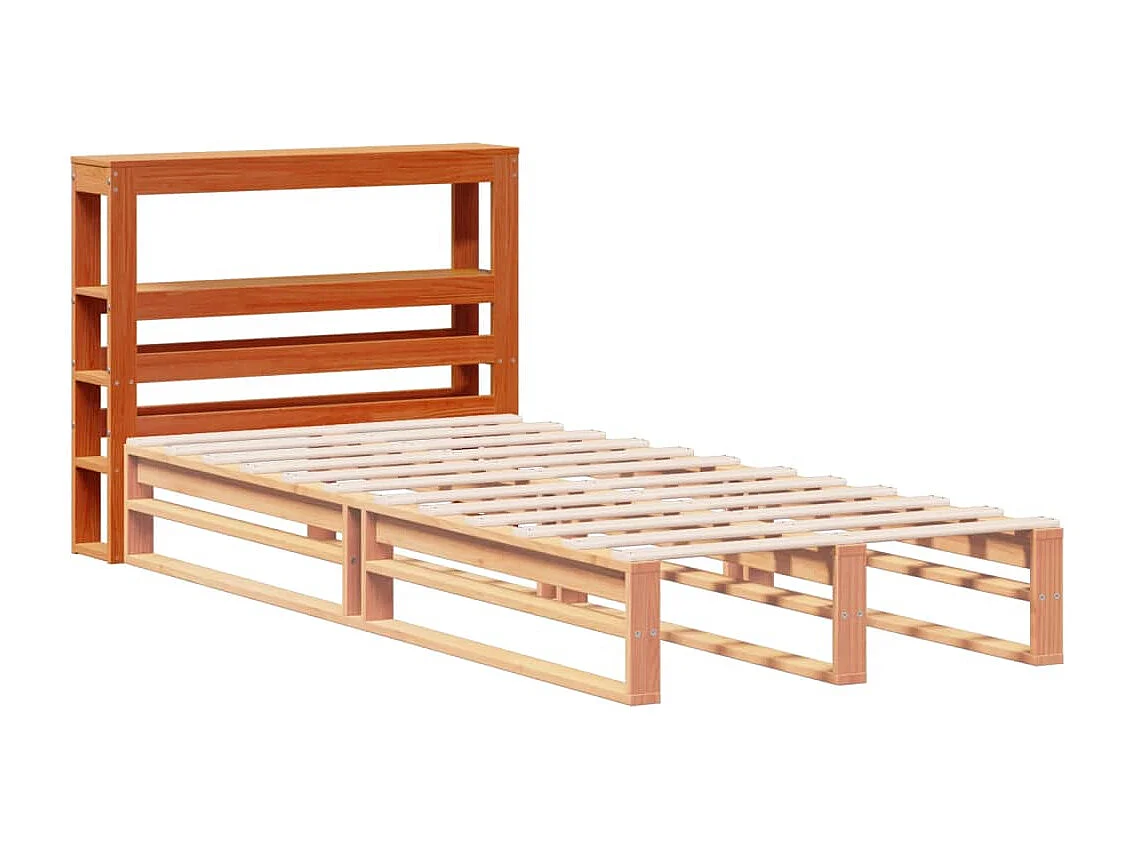 Tête de lit avec étagères marron cire 100 cm bois massif de pin