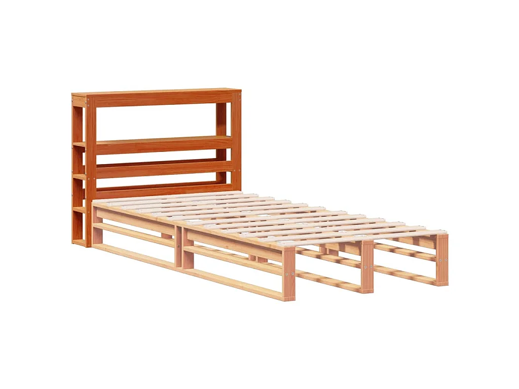Tête de lit avec étagères marron cire 100 cm bois massif de pin