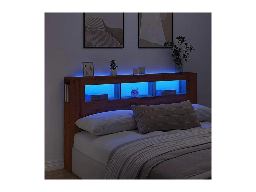 LED-Kopfteil Artisan-Eiche 180x18,5x103,5 cm Holzwerkstoff