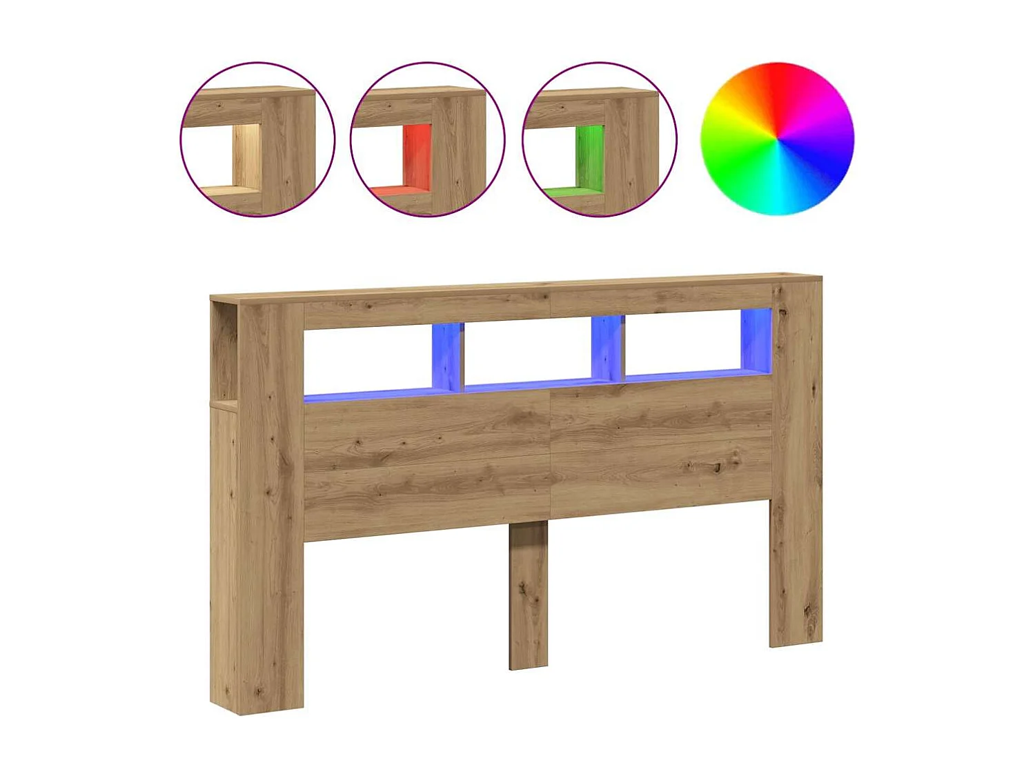 LED-Kopfteil Artisan-Eiche 180x18,5x103,5 cm Holzwerkstoff