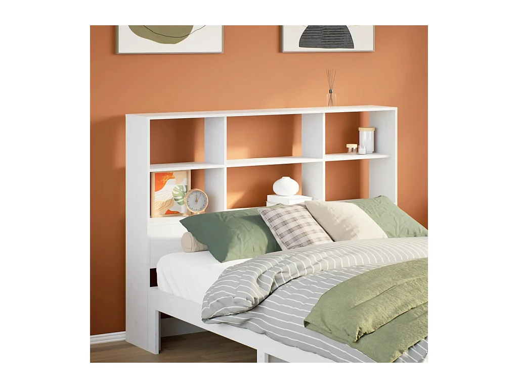 Tête de lit avec rangement blanc 140 cm bois massif de pin