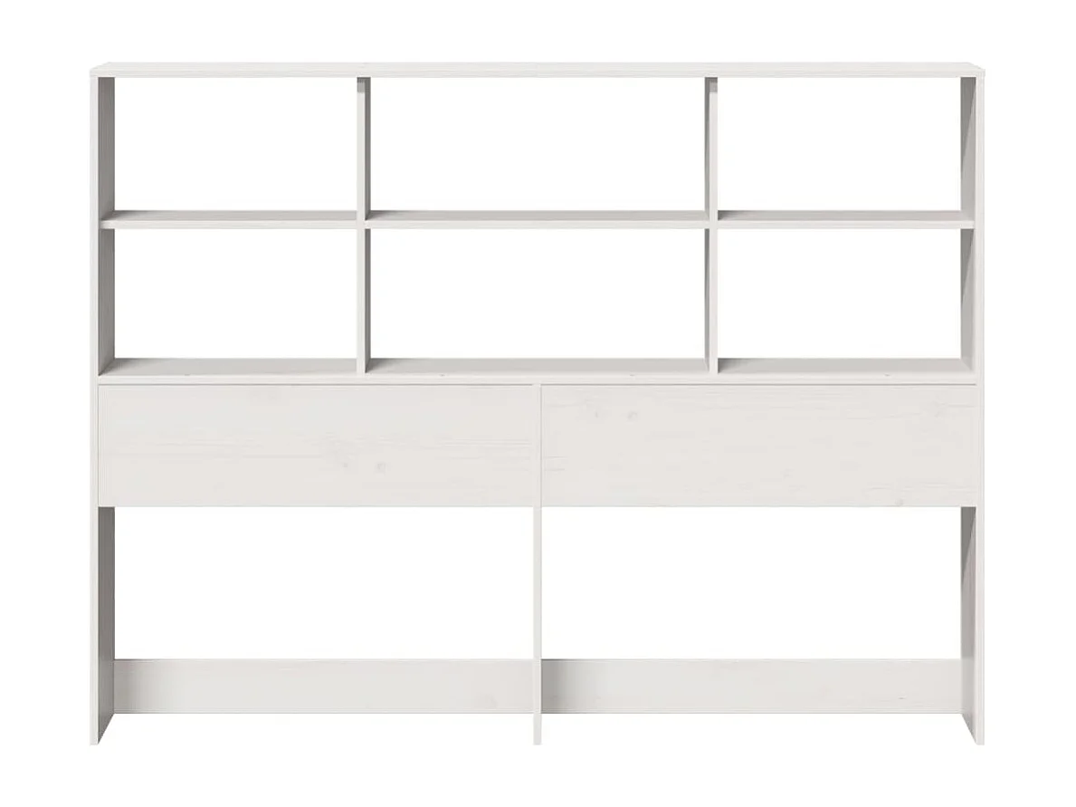Testiera con Ripiani Bianca 140 cm in Legno Massello di Pino