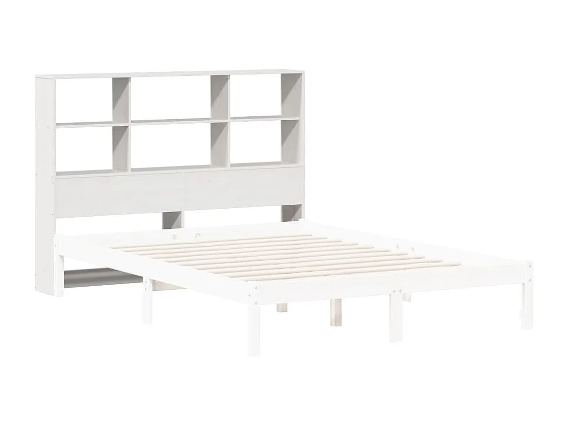 Testiera con Ripiani Bianca 140 cm in Legno Massello di Pino