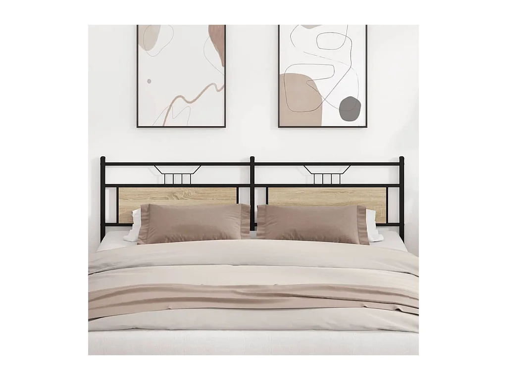 Testiera Rovere Sonoma 193 cm in Legno Multistrato e Acciaio