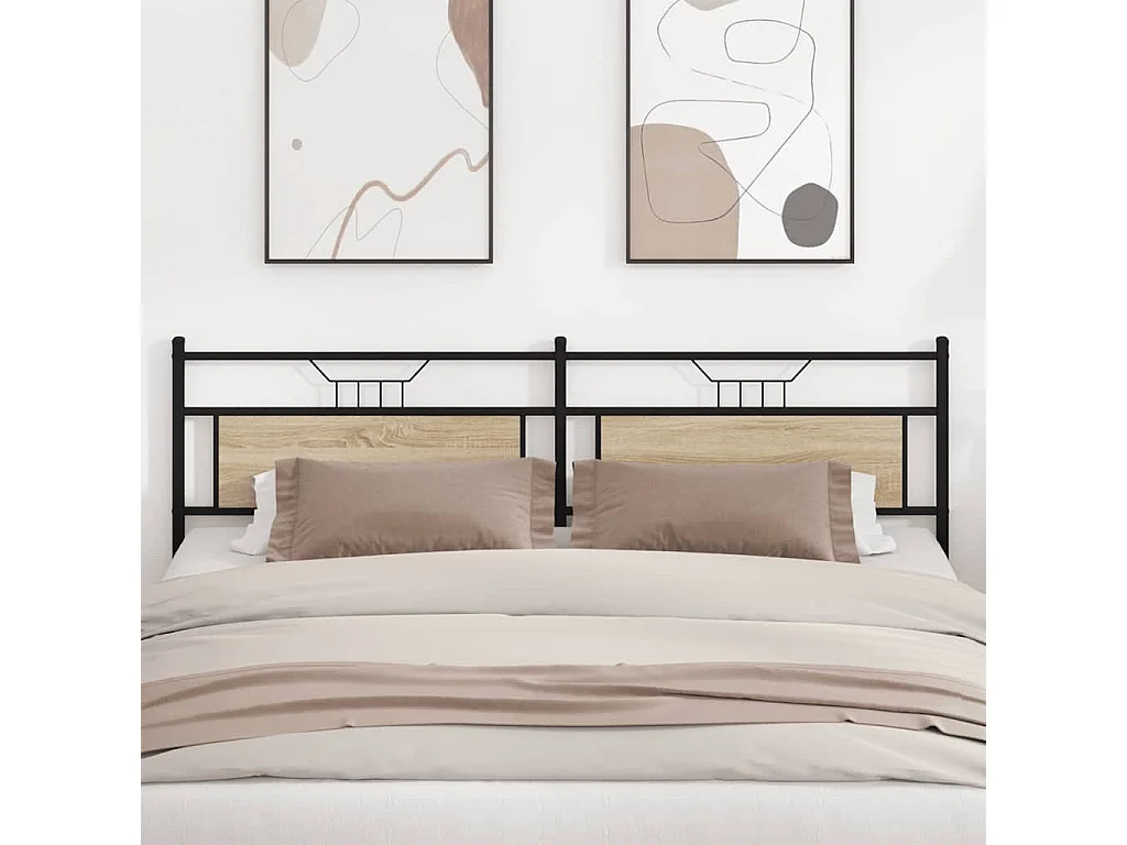 Tête de lit chêne sonoma 193 cm bois d'ingénierie et acier