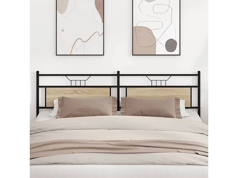 Cabeceira de cama 193 cm derivados madeira/aço carvalho sonoma