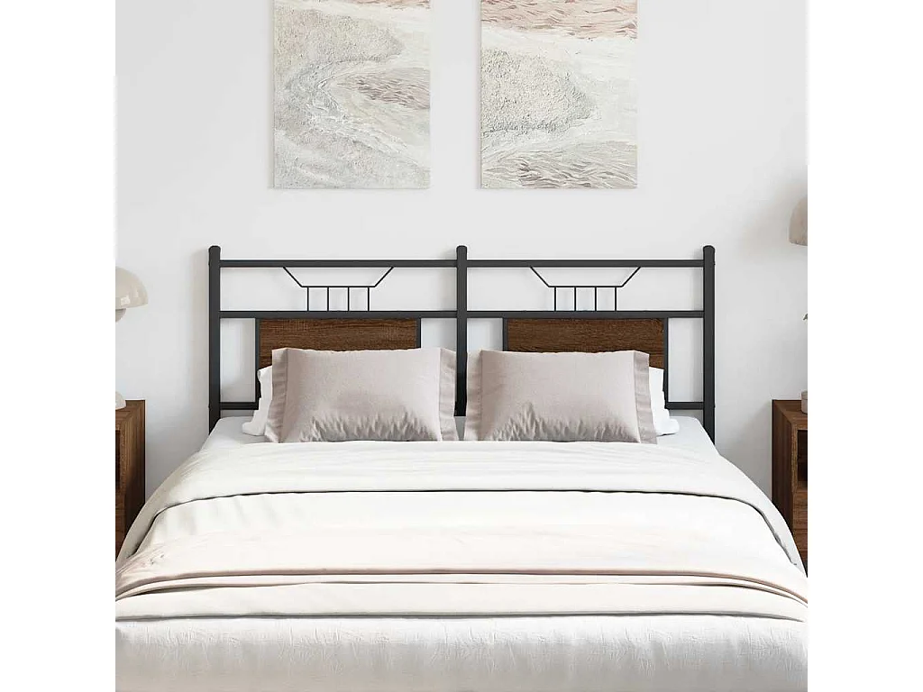 Tête de lit chêne marron 137 cm bois d'ingénierie et acier