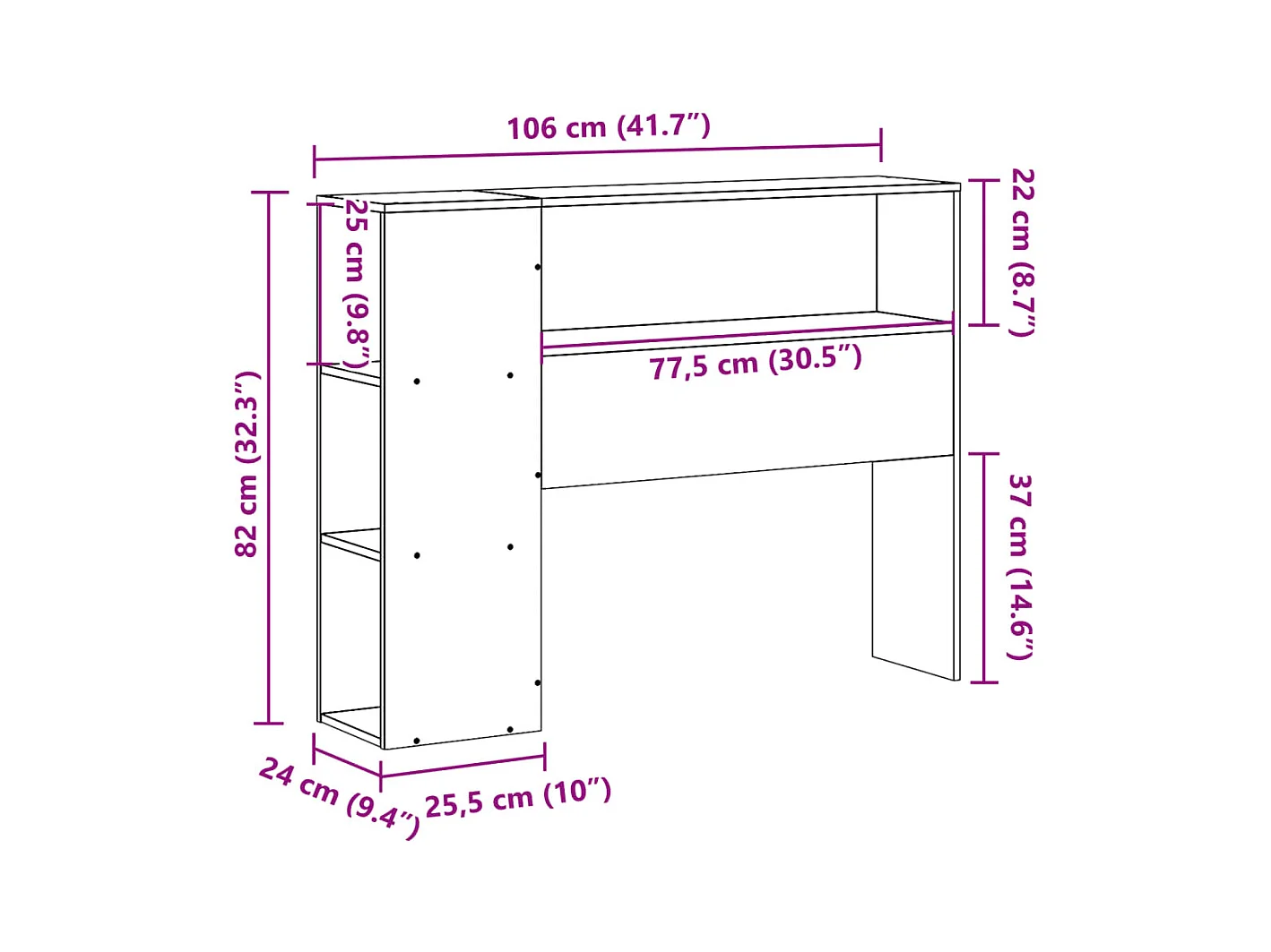 Tête de lit avec rangement cire marron 100cm bois massif de pin