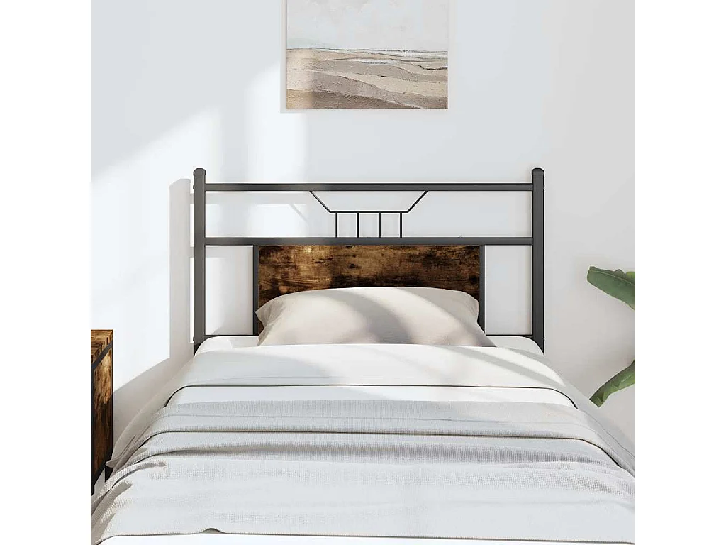 Tête de lit chêne fumé 75 cm bois d'ingénierie et acier