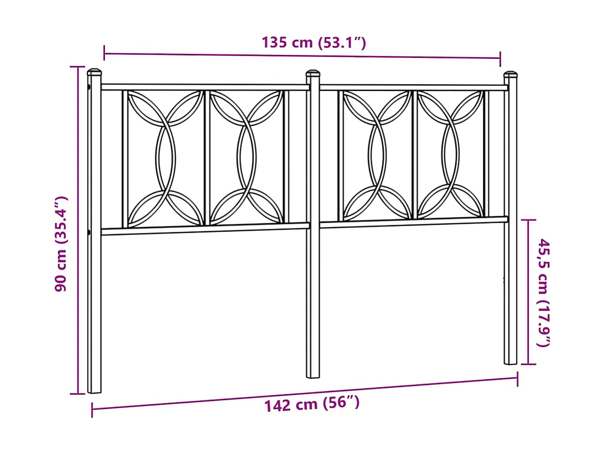 Cabeceira de cama 135 cm metal branco