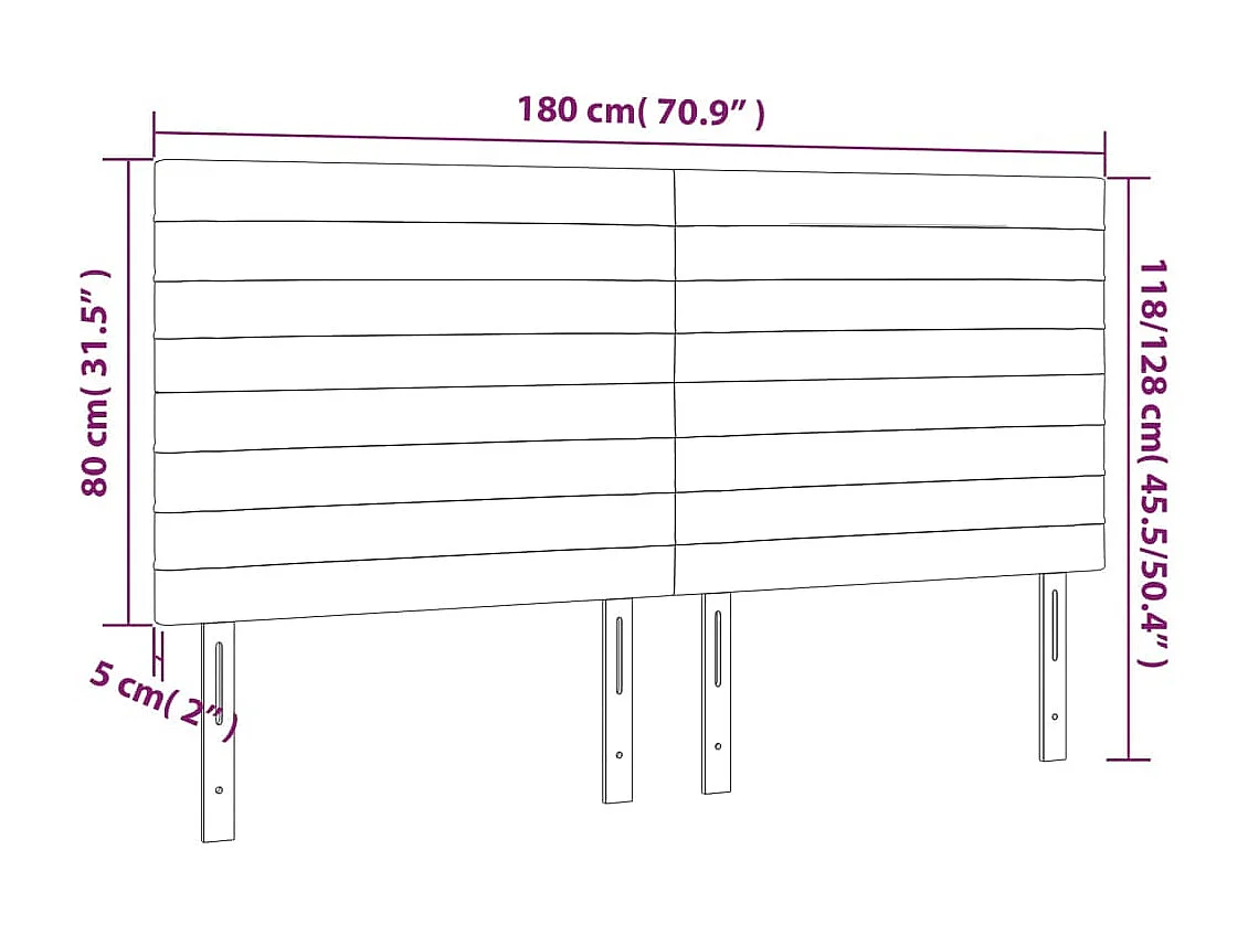 Testiera Blu 180x5x118/128 cm Tessuto