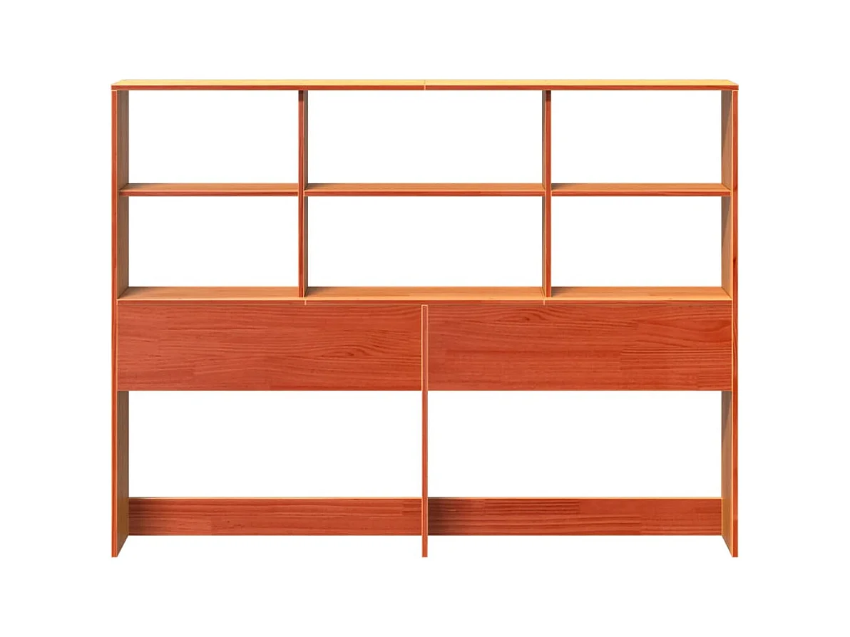 Tête de lit avec rangement cire marron 160cm bois massif de pin