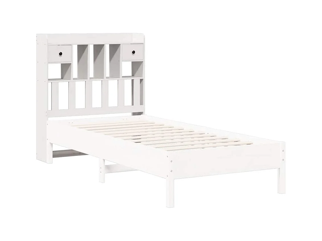 Kopfteil mit Stauraum Weiß 75 cm Massivholz Kiefer