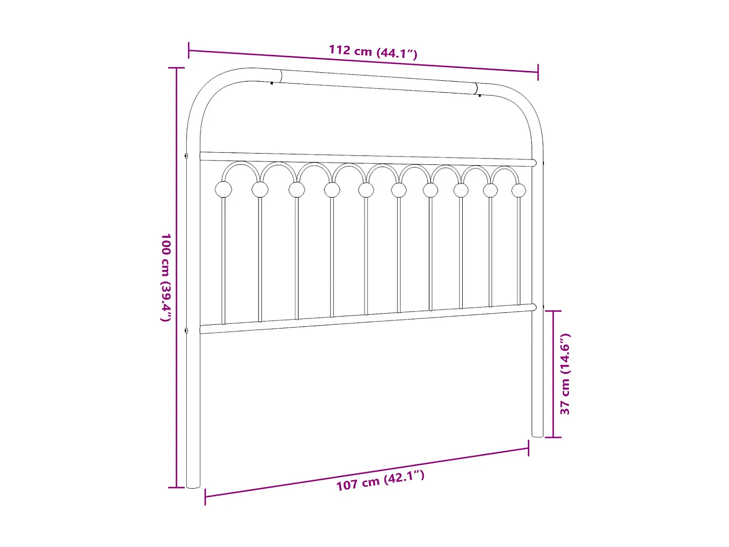 Tête de lit métal blanc 100 cm