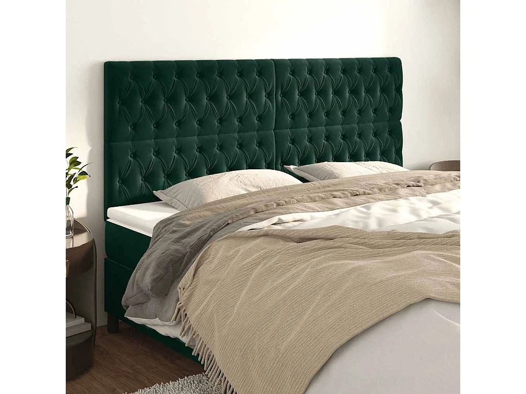 Tête de lit Vert foncé 180x7x118/128 cm Velours
