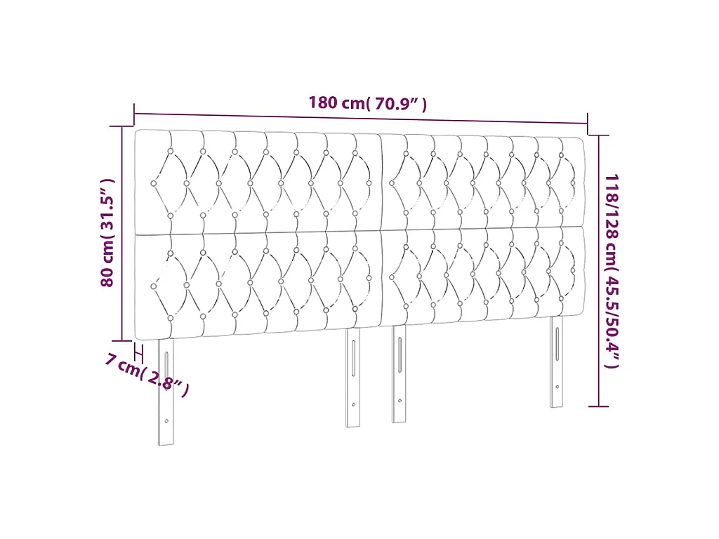 Tête de lit Vert foncé 180x7x118/128 cm Velours