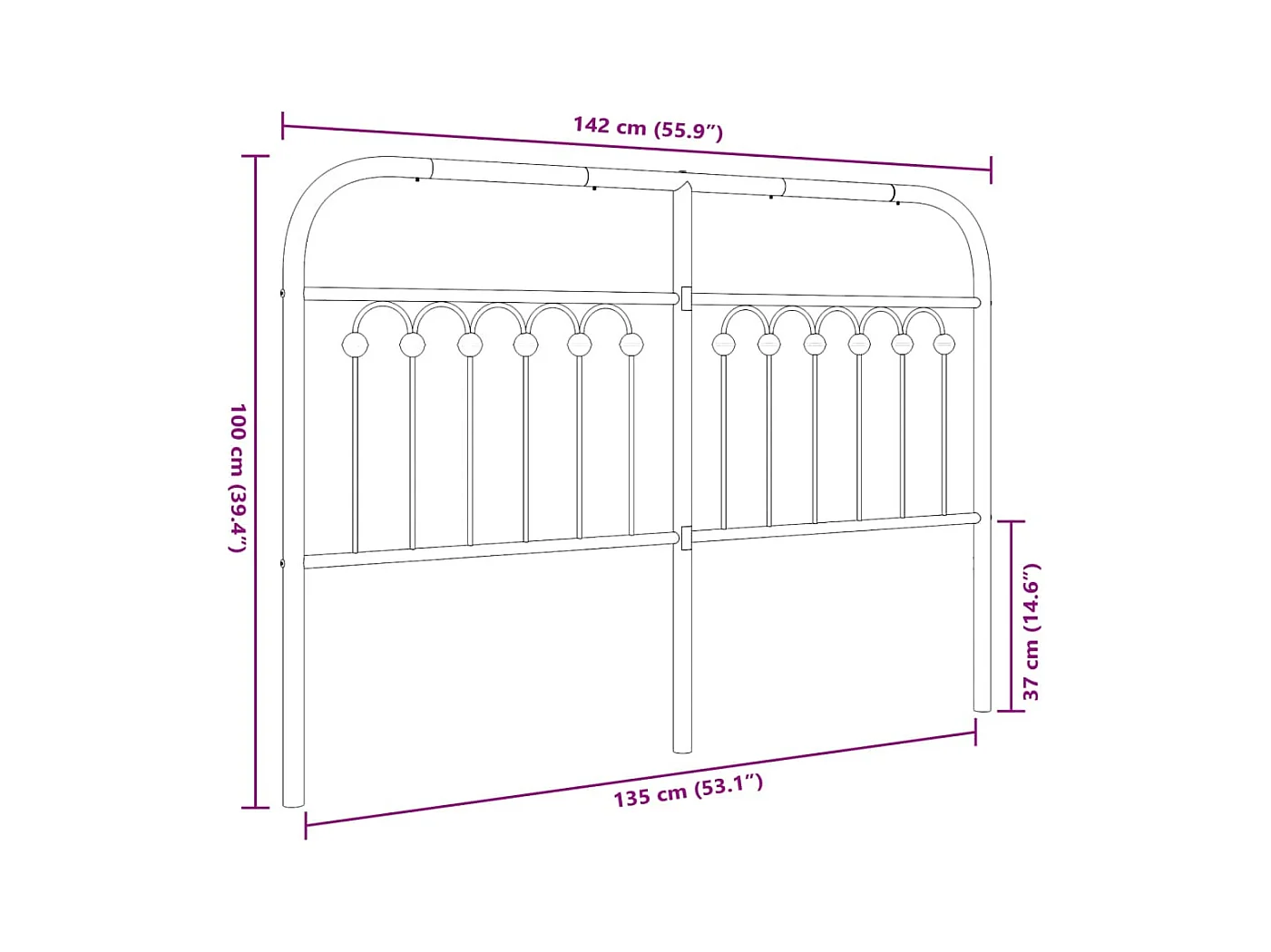 Cabecero de metal blanco 135 cm
