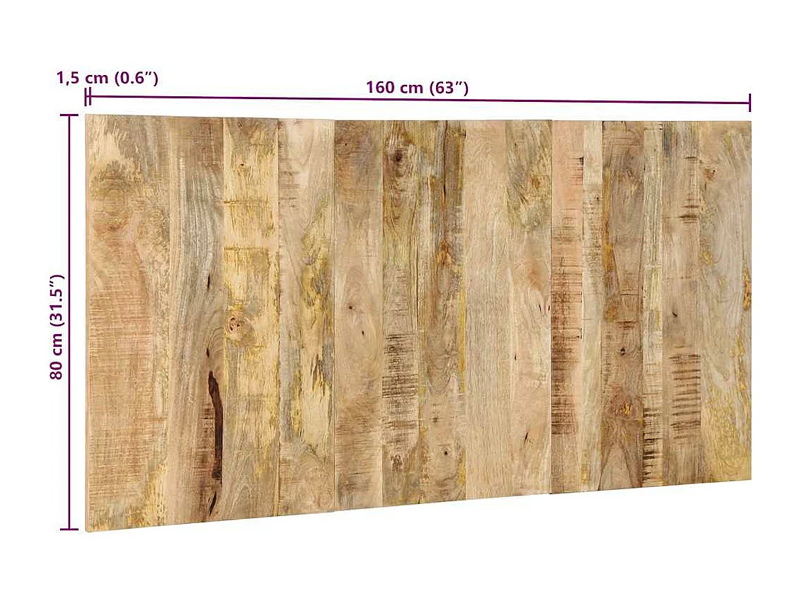 Tête de lit 160 cm bois de manguier brut massif