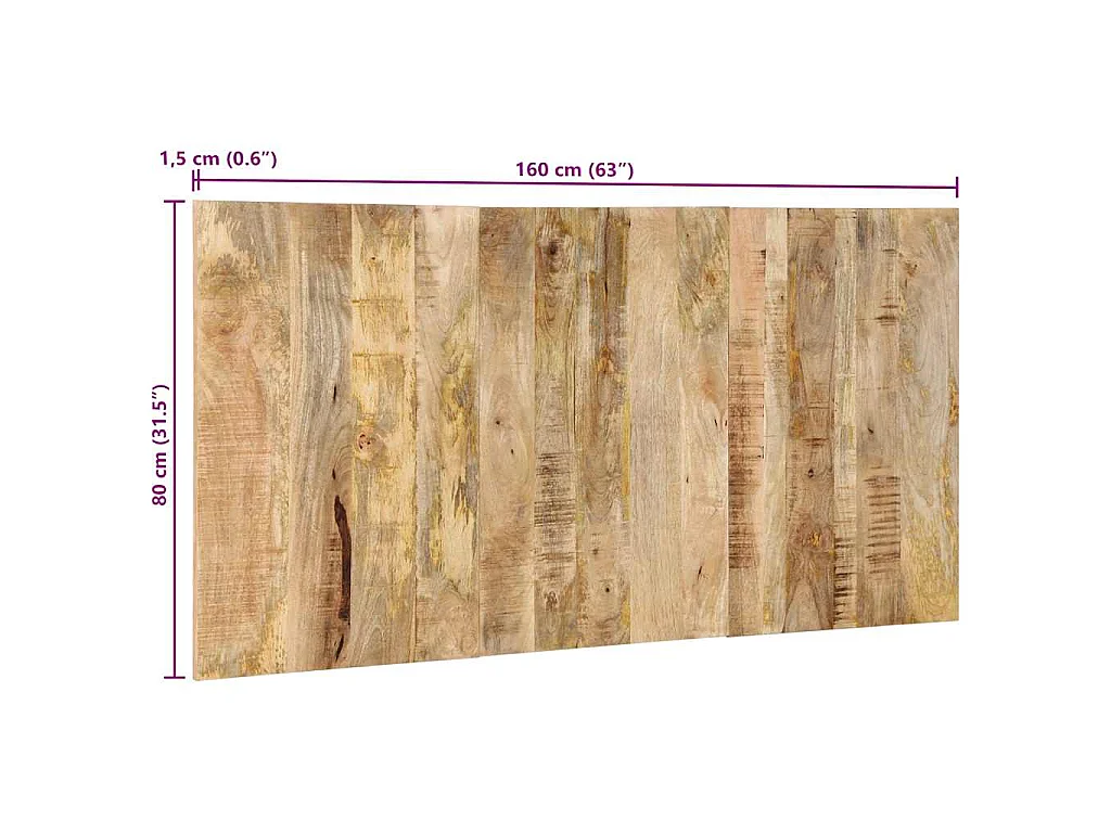 Hoofdbord 160 cm massief ruw mangohout