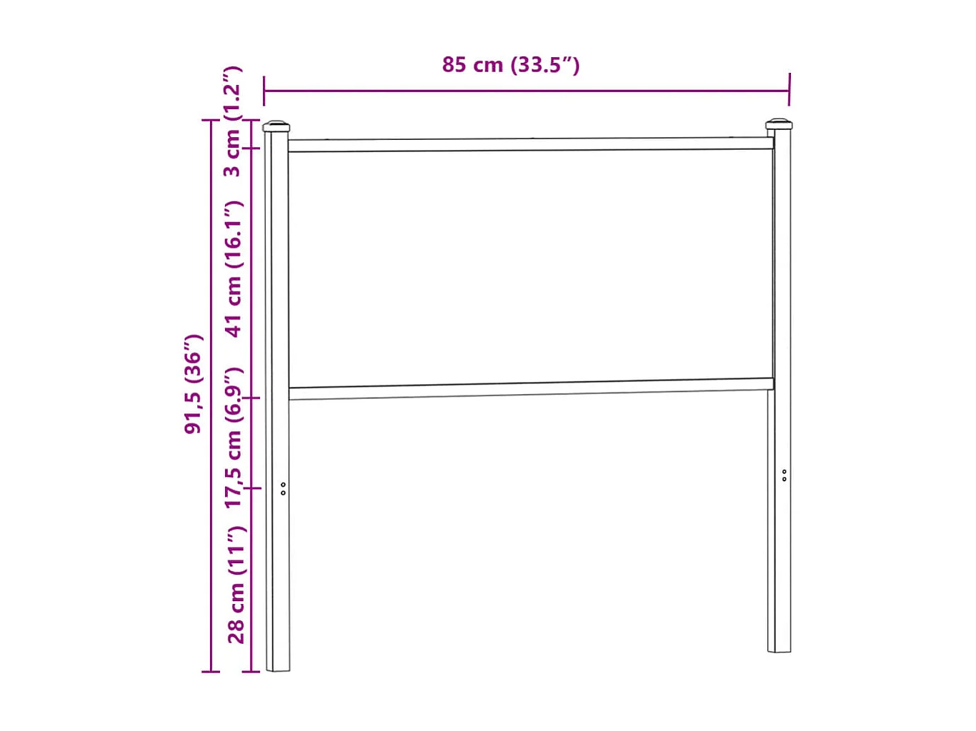 Kopfteil Braun Eichen-Optik 80 cm Holzwerkstoff und Stahl