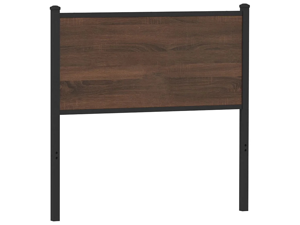 Vervangend hoofdbord 80 cm bewerkt hout en staal bruin eikenkleurig