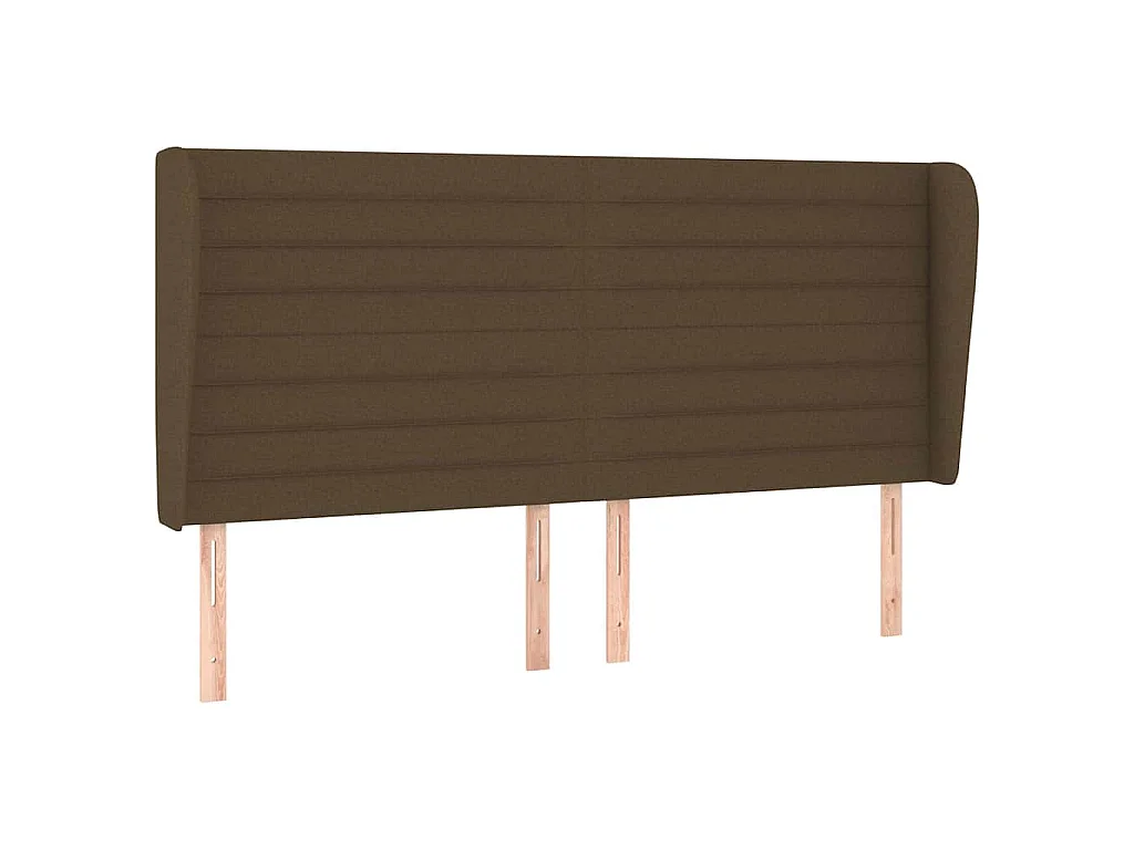 Tête de lit avec oreilles Marron foncé 183x23x118/128 cm Tissu