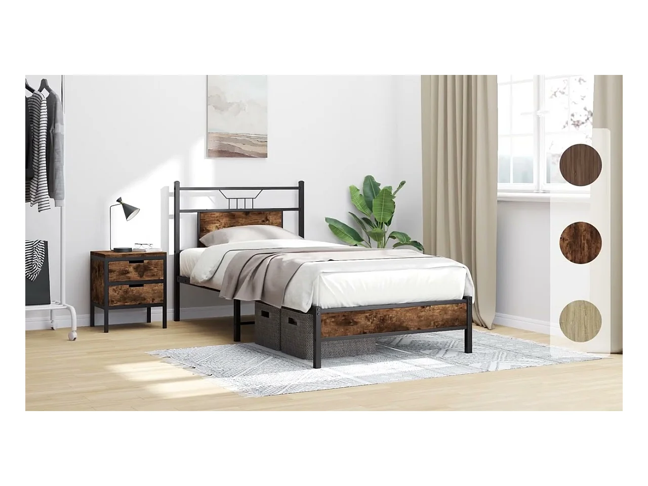 Tête de lit chêne sonoma 80 cm bois d'ingénierie et acier