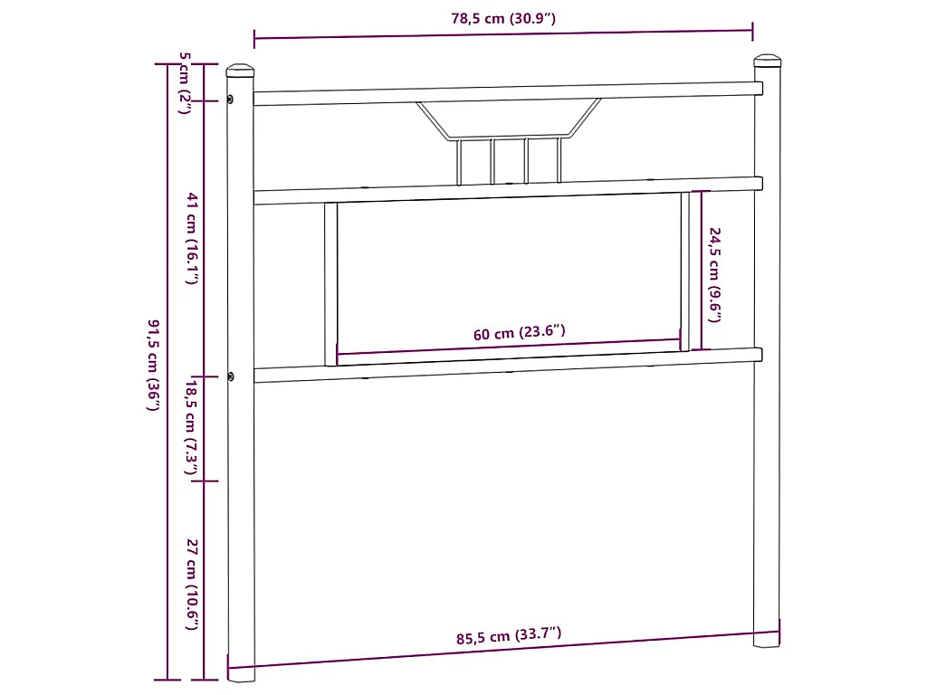 Ersatz-Kopfteil Sonoma-Eiche 80 cm Holzwerkstoff und Stahl