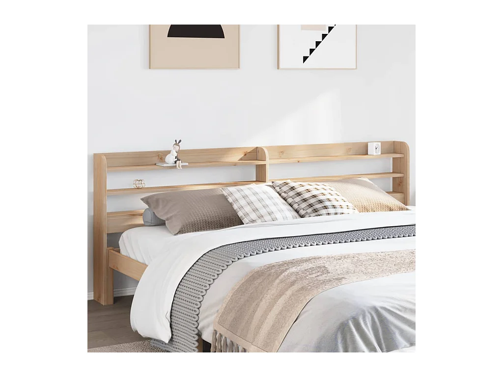 Tête de lit avec étagères 200 cm bois massif de pin